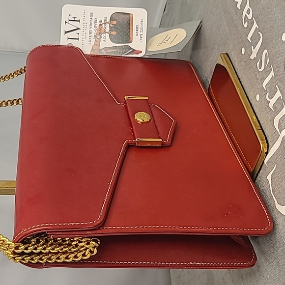 DIOR VINTAGE 2000'S STUNNING RED CALFSKIN LEATHER 3-WAY BAG CONTRAST STITCH/GOLD - Picture 4 of 17